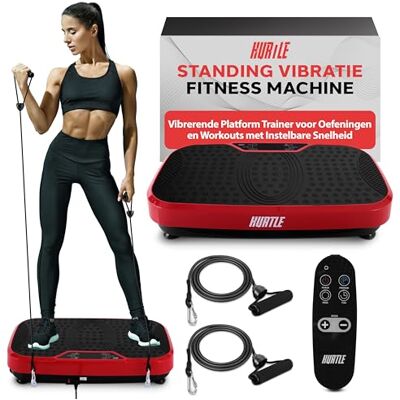 Hurtle Fitness Vibratieplatform Compacte Fitnessapparaat voor Thuis met Weerstandsbanden, Wielen, Afstandsbediening en Verstelbare Snelheid voor Gewichtsverlies en Spierversteviging Hurtle Fitness Vibratieplatform Compacte Fitnessapparaat voor Thuis met Weerstandsbanden, Wielen, Afstandsbediening en Verstelbare Snelheid voor Gewichtsverlies en Spierversteviging