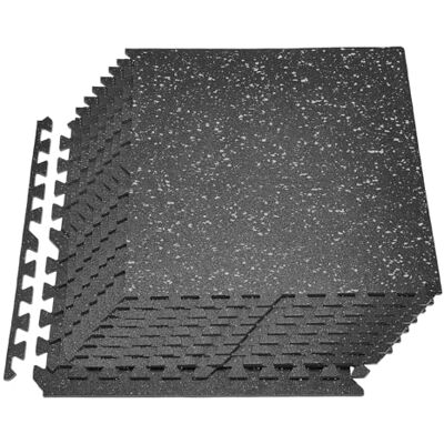 VEVOR 12 stuks puzzel-vloerbeschermingsmat 610 x 610 x 10 mm rubberen tegelmatten met grijze stippen voor gymnastiek, fitnessstudio, kantoor, thuis, training VEVOR 12 stuks puzzel-vloerbeschermingsmat 610 x 610 x 10 mm rubberen tegelmatten met grijze stippen voor gymnastiek, fitnessstudio, kantoor, thuis, training