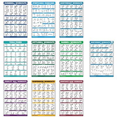 Palace Learning QuickFit 10 Pack Oefening Workout Poster Set Lichaamsgewicht Volume 1 & 2, Halter, Suspension, Kettlebell, Weerstandsbanden, Rekken, Barbell, Yoga Poses, Oefenbal (Lamineerd, 18" x 27") Palace Learning QuickFit 10 Pack Oefening Workout Poster Set Lichaamsgewicht Volume 1 & 2, Halter, Suspension, Kettlebell, Weerstandsbanden, Rekken, Barbell, Yoga Poses, Oefenbal (Lamineerd, 18" x 27")