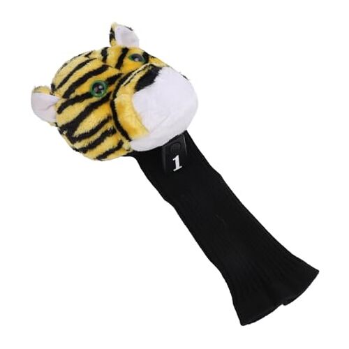 Dilwe Leuke Tiger Head Golf Club Headcover, Pluche, Nylon Animal Golf Headcover Past op de Meeste nr. 1 Golfclubs