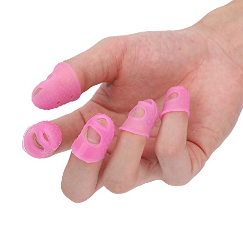 HYWHUYANG 12 stuks siliconen gitaarvingerbeschermers, siliconen bewakers snaarinstrumentaccessoire voor snaarinstrumenten, naaien (Pink M00250)