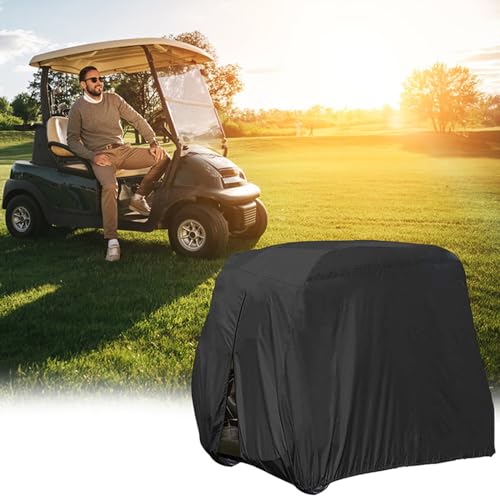 Eljeczt Waterdichte 2/4 Outdoor Golfkar Hoes Voor Club Car Golfkarren Zondichte Stofdichte Golfkar Hoes Waterdichte All Weather Golfkar Stoelhoezen,112in,Black