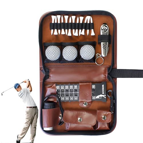 Jextou Golftas Organisator Garageopslag, Golfuitrusting Accessoires Opbergtas   PU lederen golfuitrusting accessoires opslag,Golfuitrusting Accessoires Opbergruimte voor Vaderdag Verjaardagscadeau