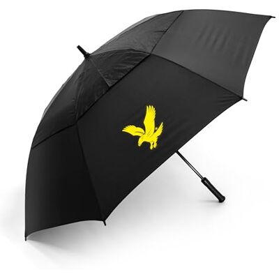Lyle and Scott Golfparaplu van 150 cm dubbel luifelontwerp, winddichte paraplu met lichtgewicht glasvezel schacht, dubbele luifel golfparaplu, beschermhoes essentiële golfaccessoires Lyle and Scott Golfparaplu van 150 cm dubbel luifelontwerp, winddichte paraplu met lichtgewicht glasvezel schacht, dubbele luifel golfparaplu, beschermhoes essentiële golfaccessoires