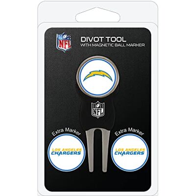 Team Golf NFL San Diego Chargers Divot Tool met 3 golfbalmarkeerders, de markers zijn verwijderbare magnetische dubbelzijdige emaille Team Golf NFL San Diego Chargers Divot Tool met 3 golfbalmarkeerders, de markers zijn verwijderbare magnetische dubbelzijdige emaille