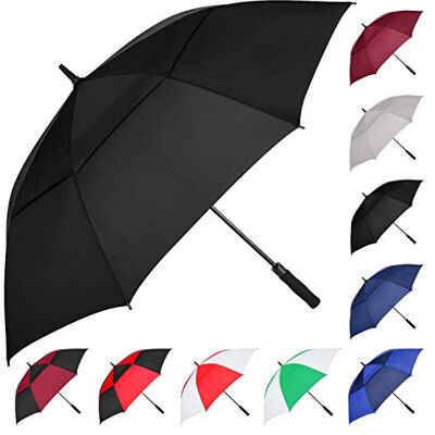 MRTLLOA 162/188/183 cm automatische open zwarte golfparaplu, extra grote oversized dubbele luifel geventileerd winddicht waterdicht stokparaplu's voor regen (162 inch) MRTLLOA 162/188/183 cm automatische open zwarte golfparaplu, extra grote oversized dubbele luifel geventileerd winddicht waterdicht stokparaplu's voor regen (162 inch)