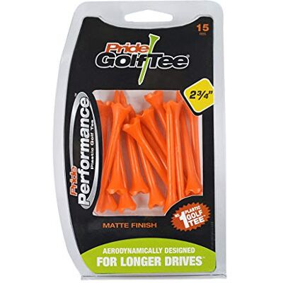 Tee Pride Performance kunststof golfshirts matte afwerking, oranje (2 3/4 inch), clamshell van 15 Tee Pride Performance kunststof golfshirts matte afwerking, oranje (2 3/4 inch), clamshell van 15