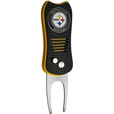 Team Golf NFL Pittsburgh Steelers Intrekbare Divot Tool met Dubbelzijdige Magnetische Ball Marker, Kenmerken Gepatenteerd Single Prong Design, veroorzaakt minder schade aan Groenen Team Golf NFL Pittsburgh Steelers Intrekbare Divot Tool met Dubbelzijdige Magnetische Ball Marker, Kenmerken Gepatenteerd Single Prong Design, veroorzaakt minder schade aan Groenen
