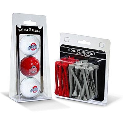 Team Golf NCAA Ohio State Buckeyes 3 Golf Balls And 50 Golf Tees Logo Imprinted Golf Balls (3 Count) & 2-3/4" Regulation Golf Tees (50 Count), Multi Colored Team Golf NCAA Ohio State Buckeyes 3 Golf Balls And 50 Golf Tees Logo Imprinted Golf Balls (3 Count) & 2-3/4" Regulation Golf Tees (50 Count), Multi Colored