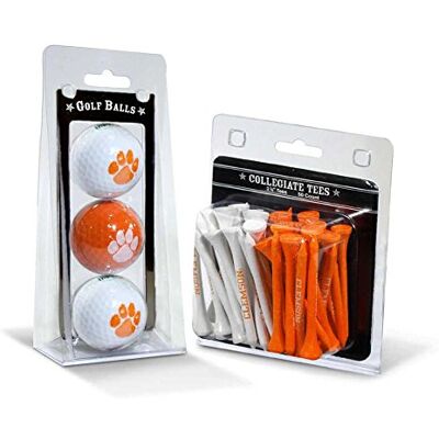 Team Golf NCAA Clemson Tigers 3 Golf Balls And 50 Golf Tees Logo Imprinted Golf Balls (3 Count) & 2-3/4" Regulation Golf Tees (50 Count), Multi Colored Team Golf NCAA Clemson Tigers 3 Golf Balls And 50 Golf Tees Logo Imprinted Golf Balls (3 Count) & 2-3/4" Regulation Golf Tees (50 Count), Multi Colored