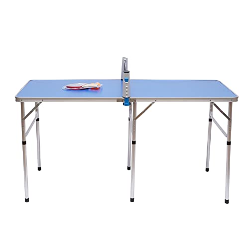 LANNADD Inklapbare tafeltennistafel voor binnen en buiten, sport, tafeltennistafel met net, tafeltennistafel en blad, inklapbaar, blauw