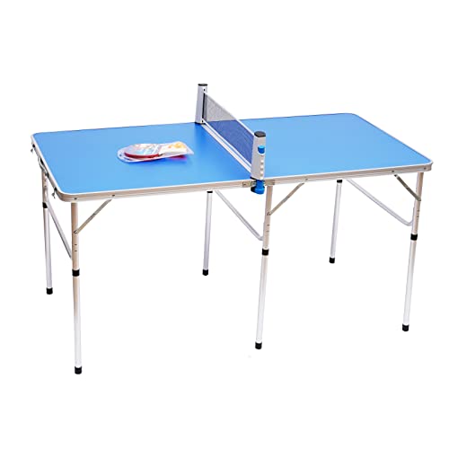 lousriyy Mini-tafeltennistafel compact indoor tafeltennistafel opvouwbaar 152 x 76 x 76 cm tafeltennistafel set incl. net racket & tafeltennisbal