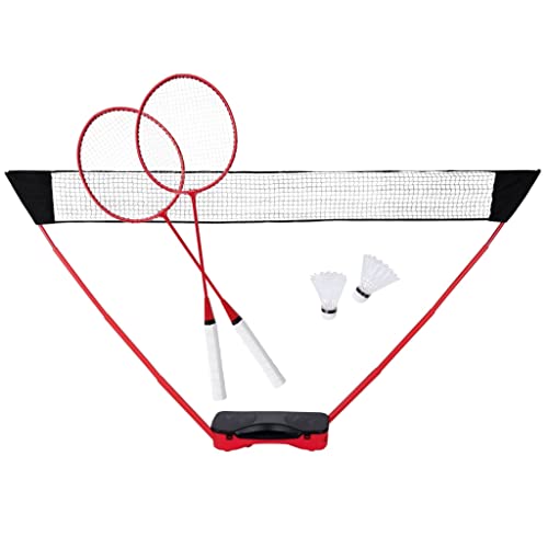 Donnay badmintonset 2 personen badmintonrackets shuttles badmintonnet incl. reiskoffer zwart/rood