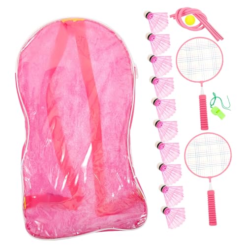 Milisten 1 Set Tieners Badminton Racket Badminton Racket Met Ballen Badminton Kit Tieners Speelgoed Badminton Game Tool Badminton Bal Trainingsapparatuur Roze Aluminium Tennis Baby