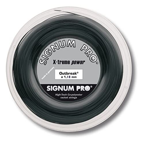 Signum Pro Outbreak Tennisstring voor volwassenen, uniseks, zwart, 1,18 mm x 200 m