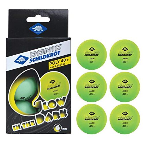 Donic-Schildkröt Tafeltennisballen Glow in the Dark, 6 ballen voor het spel bij schemering en donker, 608507