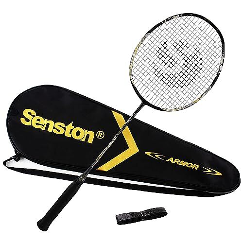 Senston Badmintonracket N90, ultralicht 6U badmintonracket met rackettas en handgrepen