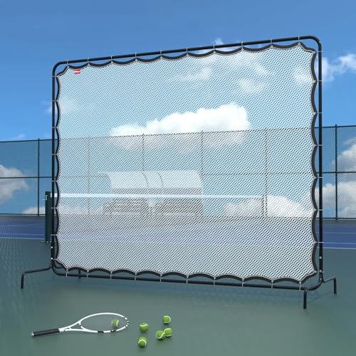 Gvqng Tennis Rebound Net with Brackets And Springs, Tennis Backboard, Large Rebound Net, Size 9.5x7FT, Tennis Wall Practice, Tennis Backboard Net for Tennis Court Backyard