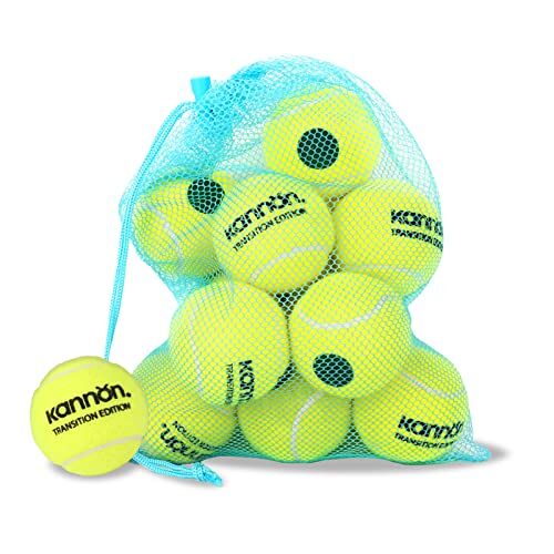 YUESHENG tenissbäle tennisballen kinderen stage 1 groene stip tennisbal beginners 25% lage compressie training tennisballen 12 stuks tennisballen met draagtas