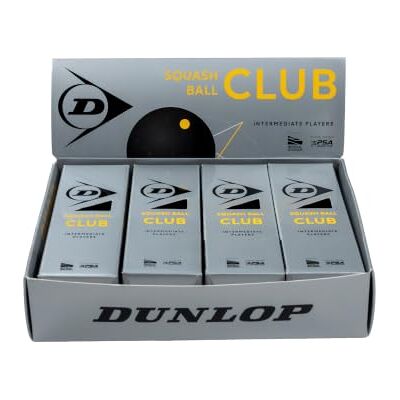 Dunlop Squashballen Club, 1 gele stip 10% langere vliegtijd dan Pro Competitiebal Constante stuit Duurzaam voor club en competitie Dunlop Squashballen Club, 1 gele stip 10% langere vliegtijd dan Pro Competitiebal Constante stuit Duurzaam voor club en competitie