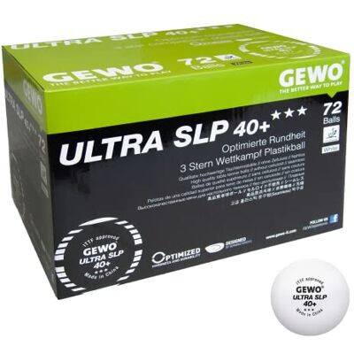 GEWO Ultra SLP Tafeltennisballen, 3 sterren tafeltennisbal van plastic, 40+ zonder naad, ITTF-gecertificeerde wedstrijdballen, 72 hoogwaardige professionele tafeltennisballen, wit, 40 mm diameter GEWO Ultra SLP Tafeltennisballen, 3 sterren tafeltennisbal van plastic, 40+ zonder naad, ITTF-gecertificeerde wedstrijdballen, 72 hoogwaardige professionele tafeltennisballen, wit, 40 mm diameter