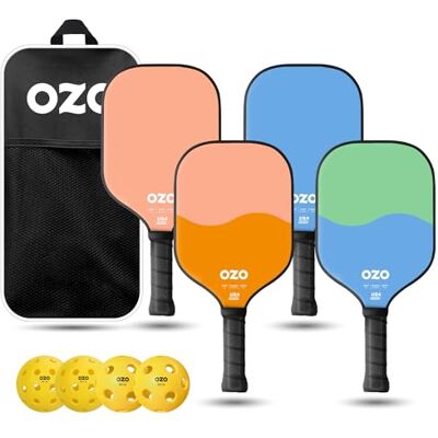 OZO Pickleball Set van 4 paddles + 4 ballen 2xSpark Fusion Essence (Beginner Hybride) + 2 x Spark Inceptra Gelato (Beginner Control) + 4 injectieballen (2 x Indoor + 2 x Outdoor) + Draagtas OZO Pickleball Set van 4 paddles + 4 ballen 2xSpark Fusion Essence (Beginner Hybride) + 2 x Spark Inceptra Gelato (Beginner Control) + 4 injectieballen (2 x Indoor + 2 x Outdoor) + Draagtas