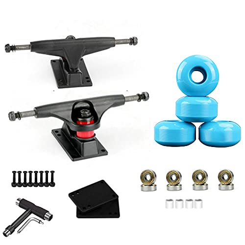 Pcivzxam 100A Skateboard Longboard 52X32mm Wielen met 5 Inch Skateboard Trucks en Skateboard Gereedschap Skateboard Accessoires, Blauw