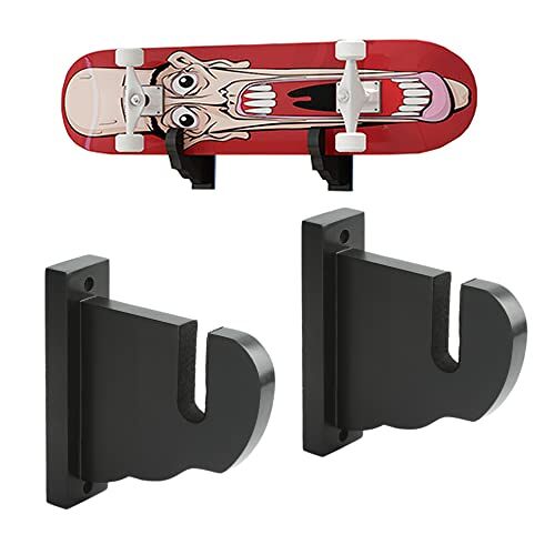 BiJun Skateboard Wall Mount, Longboard Hanger Skateboard Display Rack, voor Past Skateboard, Longboard, Skis, Nowboards, Waterski's en Elektrisch Skateboard (zwart)