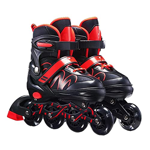 Syrisora Inlineskates, rolschaatsen, fitnessschaatsen, fitnessrolschaatsen, verstelbare inline skates voor volwassenen, fitnessschaatsen, rolschaatsen voor jongens, meisjes, beginners (rood #90)