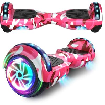 SISIGAD 6,5 inch hoverboard met Bluetooth-luidspreker, zelfbalancerende scooter, motor met gekleurde lampjes en LED-verlichting,Roze camouflage SISIGAD 6,5 inch hoverboard met Bluetooth-luidspreker, zelfbalancerende scooter, motor met gekleurde lampjes en LED-verlichting,Roze camouflage