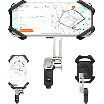 CASR Holder Pro, universele smartphonehouder voor stuur, met arm voor fietsen, scooters, elektrische scooters, tot 7 inch, zwart en metaal CASR Holder Pro, universele smartphonehouder voor stuur, met arm voor fietsen, scooters, elektrische scooters, tot 7 inch, zwart en metaal