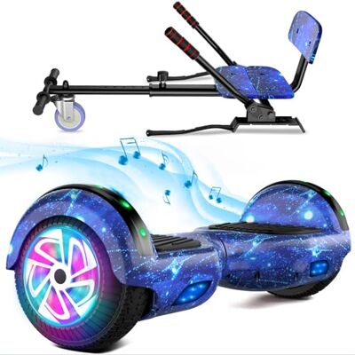 SISIGAD Hoverboard 6,5 inch met hoverkart voor kinderen, zelfbalancerende elektrische scooter, gemakkelijk te bedienen, antislip ledverlichting, bluetooth-luidspreker SISIGAD Hoverboard 6,5 inch met hoverkart voor kinderen, zelfbalancerende elektrische scooter, gemakkelijk te bedienen, antislip ledverlichting, bluetooth-luidspreker