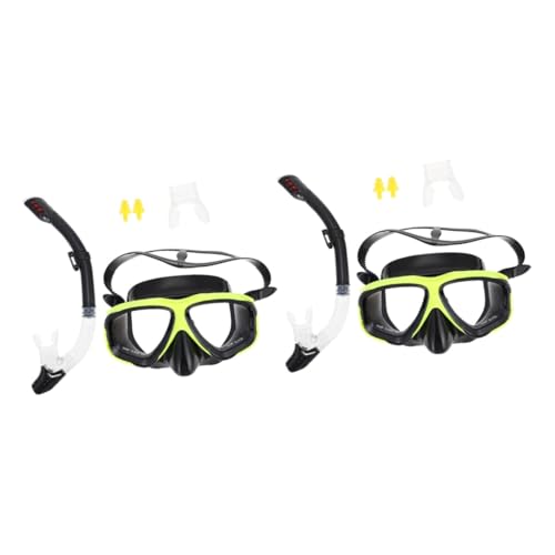 Kisangel Bril 2 Stuks duikbril maskers zwembril glazen pak glas grote frame maskers siliconen maskers anti-condens duikmasker glazen duikbril volwassen set snorkel Ademslang Glazen Maskers