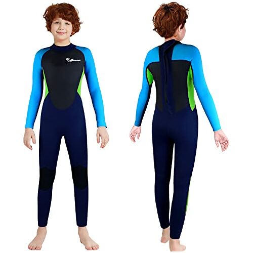 Summshall Originele duikpakken voor kinderen en jongeren, 3 mm neopreen integraal lange mouwen ritssluiting achter houden warm duikpakken voor watersport zwemmen