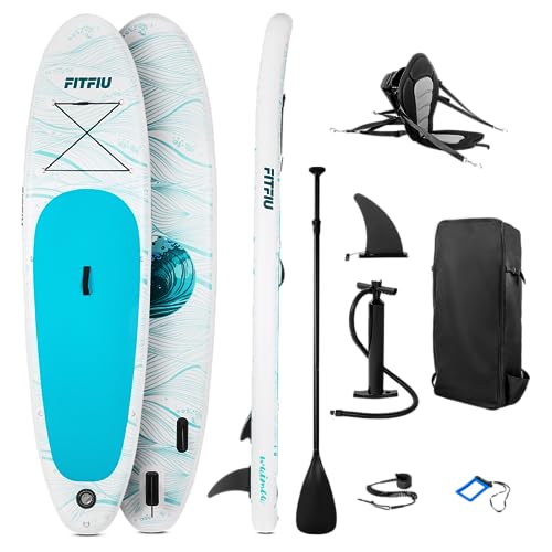 Fitfiu Fitness WAIMEA Tabla de paddle surf hinchable diseño marino, modelo All Round con remo, sillín y accesorios, tabla SUP, peso máx. usuario 100kg, 305x76x15cm