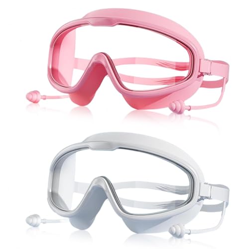 BuyB 2 stuks zwembril voor kinderen 6-14 waterdichte kinderbril voor zwemmen 4-7 anti-condens en lekkage kinderzwembril, hoge definitie peuterzwembril voor 3-15 jaar peuters