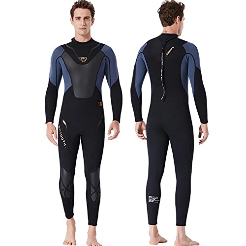 POOSR Full-body mannen 3mm neopreen wetsuit surfen zwemmen duik pak triatlon nat pak,Blue,XL