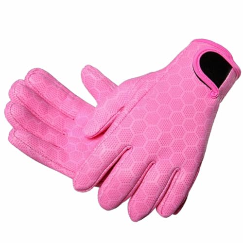 AGSDGAWD Wetsuithandschoenen, 1,5mm Neopreen Duikhandschoenen Met Vijf Vingers, Flexibele Antislip Surfhandschoen Met Antislipdeeltjes For Duiken, Snorkelen, Surfen (Color : Pink, Size : S)