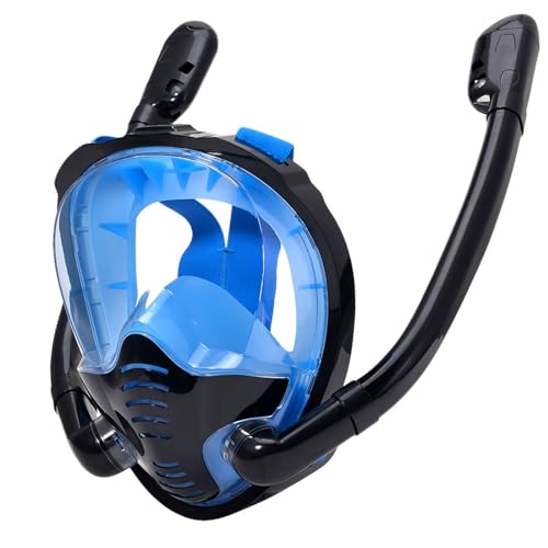 GAOJYLF Duikmasker, 180 ° zicht Snorkelmasker Anti-condens Panoramisch zicht Snorkelmasker met Dry Top-systeem, Duikmasker Anti-condens en anti-UV gehard glas B,L/XL