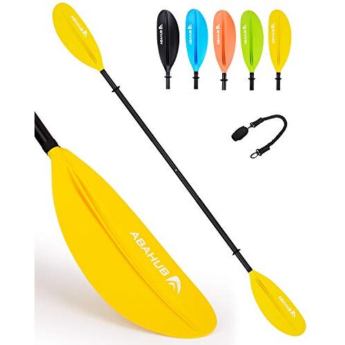 Abahub 218/230/241 cm Kajak Peddel Aluminium Dubbele Peddel Kayak Paddle met Peddellijn voor Kajak Roeiboot Kano Zwart/Wit/Blauw/Groen/Oranje/Geel/Turkoois