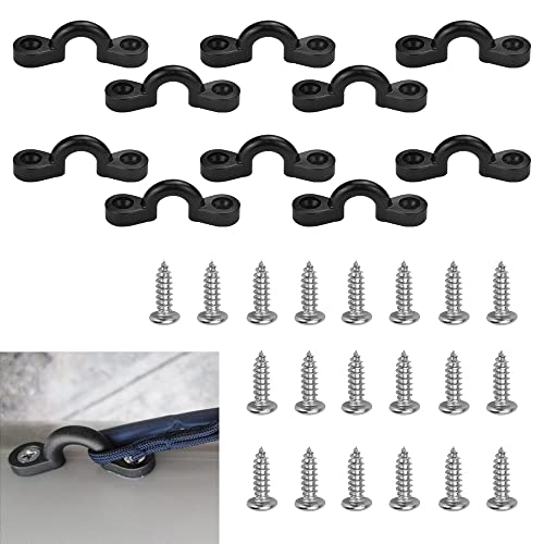 KLYNGTSK 10 stuks nylon bungee loops, kajak pad eye kajak deck gesp met 20 schroeven kajak deck loops fenderoog kajak oogplaat voor kajakken canoe rigging