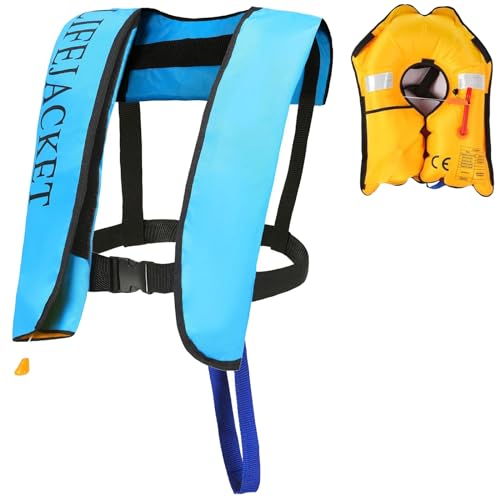 YileiOvo Reddingsvest voor volwassenen, reddingsvesten, reddingsvest, verstelbaar opblaasbaar reddingsvest voor volwassenen ideaal voor watersport en varen (B)