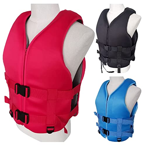 Edumov Reddingsvest voor kinderen en volwassenen, zwemvest 30 kg 120 kg, zwemhulp, drijfvest voor watersport, SUP, kajak, waterskiën, boot, rood, L