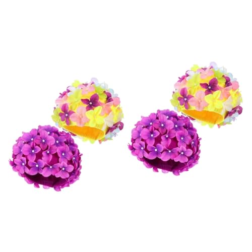 Toddmomy 4 Stuks Bloem Badmuts Tulbanden Badmuts Voor Haar Kinder Badmutsen Ambachtelijke Zwemmutsen Zomer Badmutsen Zwemmen Hoed Mevrouw Bloemblad Accessoires Nylon Stof