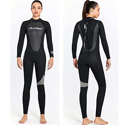 FAXIOAWA 3 mm neopreen wetsuit voor heren dames, antislip warme duiksokken thermische duikpakken voor het hele lichaam, droogpak voor volwassenen zwemmen triatlon stretch badmode lange mouw duikhuid uit één