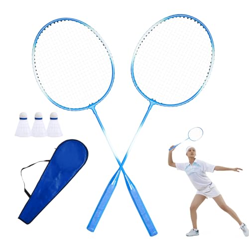 EACTEL Badmintonracketsset voor 2 spelers, badmintonracket voor sportartikelen, badmintonrackets voor tieners, kinderen, professioneel badmintonracket voor tuin, strand, familieplezierspel