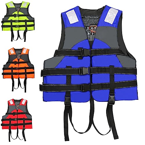 Wttfc Reddingsvesten voor volwassenen, verstelbare reddingsvesten, zwemvest, snorkelvest, drijfhulpmiddel voor volwassenen, waterdicht drijfvest voor watersport, kajakken, watersporten,Blauw,3XL