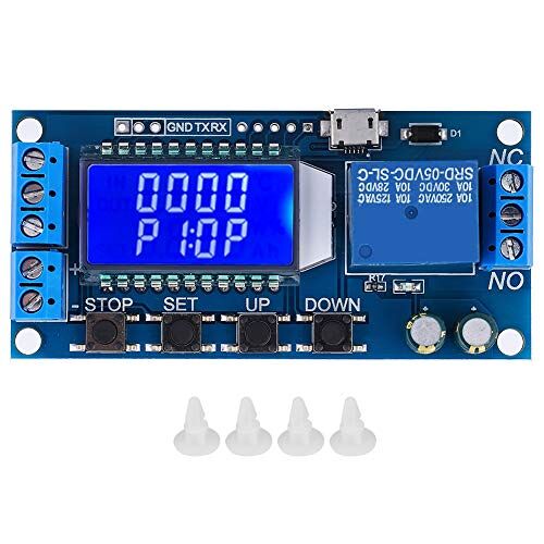 ASHATA Tijdvertragingsrelaismodule, 5V 12V 24V Tijdvertragingsrelaismodule Vertraging uit Cyclustimer 0.01s-9999min met LCD-scherm, 0.01s-9999min Vertraging Controller Board