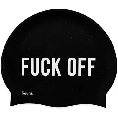 Fisura Zwemmuts, zwart, "f*CK Off", originele uniseks zwembadmuts, gemaakt van zachte, elastische en comfortabele siliconen, haarbescherming, grappig zomeraccessoire. Fisura Zwemmuts, zwart, "f*CK Off", originele uniseks zwembadmuts, gemaakt van zachte, elastische en comfortabele siliconen, haarbescherming, grappig zomeraccessoire.
