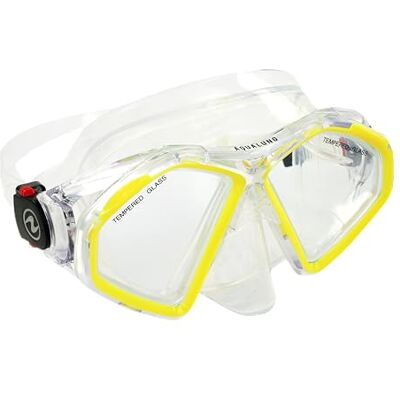 Aqualung Hawkeye duikmaskers voor mannen, geel transparant, L Aqualung Hawkeye duikmaskers voor mannen, geel transparant, L